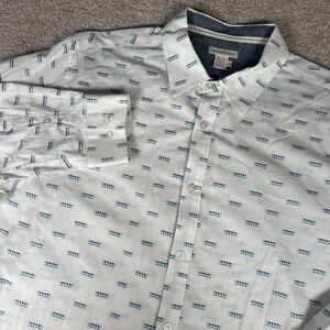 Carbon‎ 2 Cobalt Shirt Mens Large White Geometric Long Sleeve Button Down Cotton
